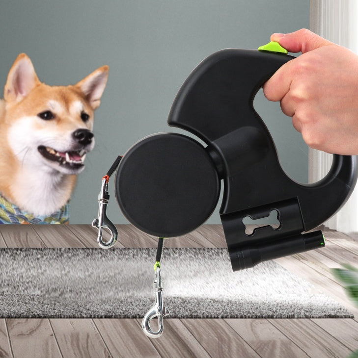 Laisse Rétractable Réfléchissante pour Petits Chiens – Double Laisse avec Lumière LED et Rotation 360° - La Tribu Poilue