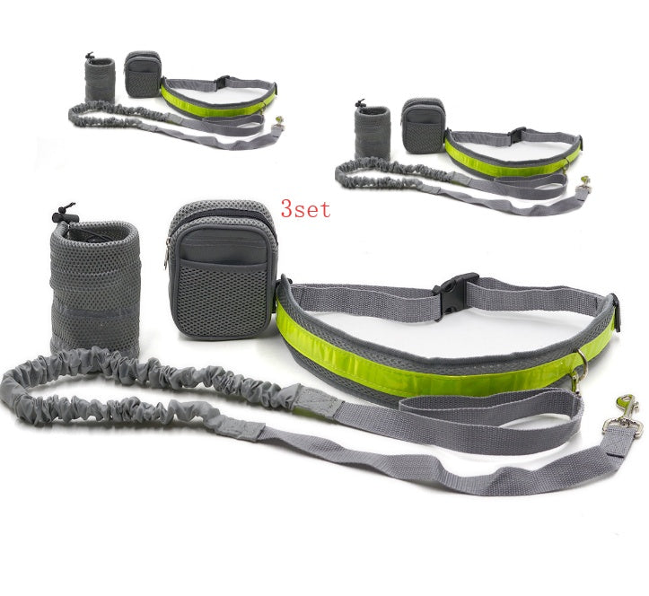 Set de Canicross 4 en 1 pour Chien - Ceinture Lombaire, Laisse Élastique et Sac de Hydratation - Équipement Running & Randonnée - La Tribu Poilue