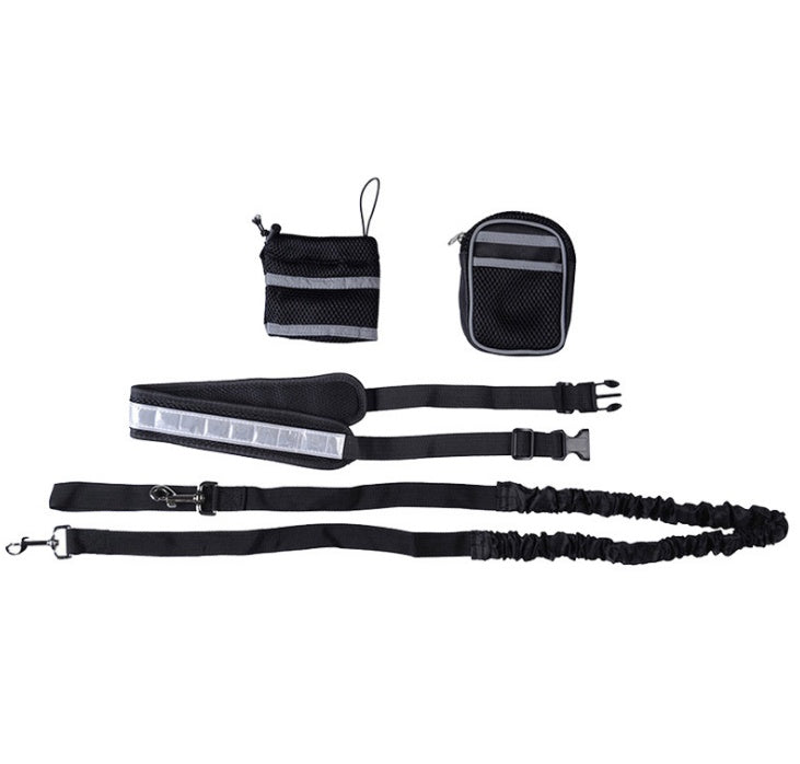 Set de Canicross 4 en 1 pour Chien - Ceinture Lombaire, Laisse Élastique et Sac de Hydratation - Équipement Running & Randonnée - La Tribu Poilue