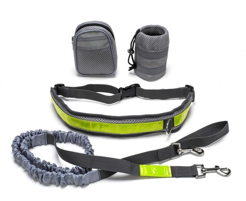 Set de Canicross 4 en 1 pour Chien - Ceinture Lombaire, Laisse Élastique et Sac de Hydratation - Équipement Running & Randonnée - La Tribu Poilue