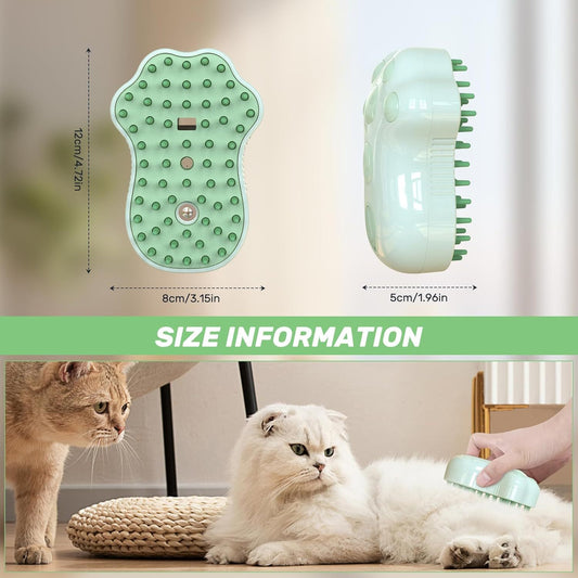 Brosse à Vapeur Autonettoyante pour Chat - 4 en 1 avec Brumisateur, Massage et Lumière Bleue - Pour Poils Longs et Courts - La Tribu Poilue