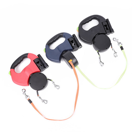Laisse Rétractable Réfléchissante pour Petits Chiens – Double Laisse avec Lumière LED et Rotation 360° - La Tribu Poilue