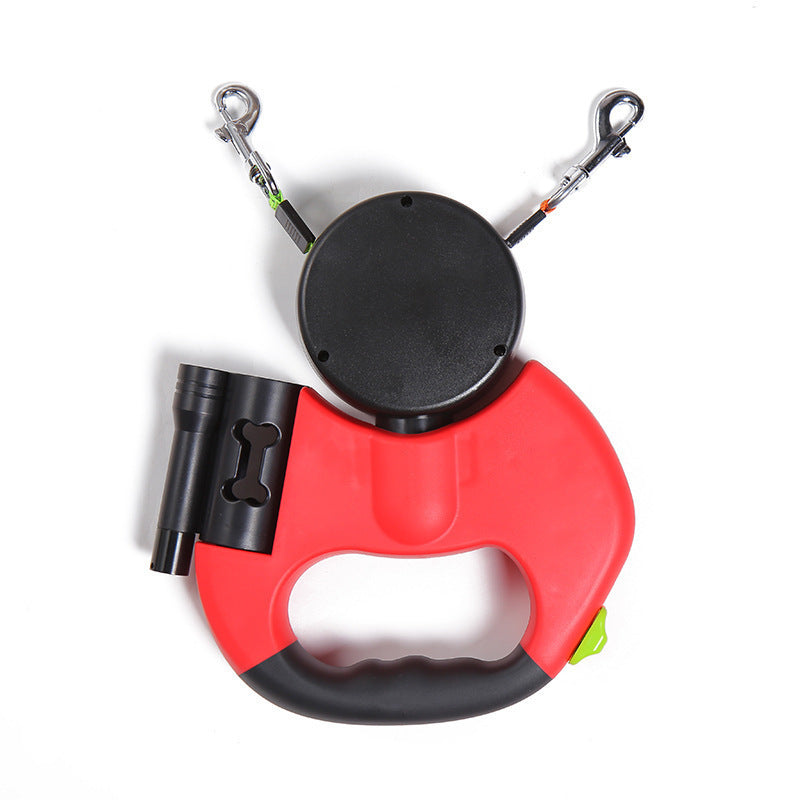Laisse Rétractable Réfléchissante pour Petits Chiens – Double Laisse avec Lumière LED et Rotation 360° - La Tribu Poilue