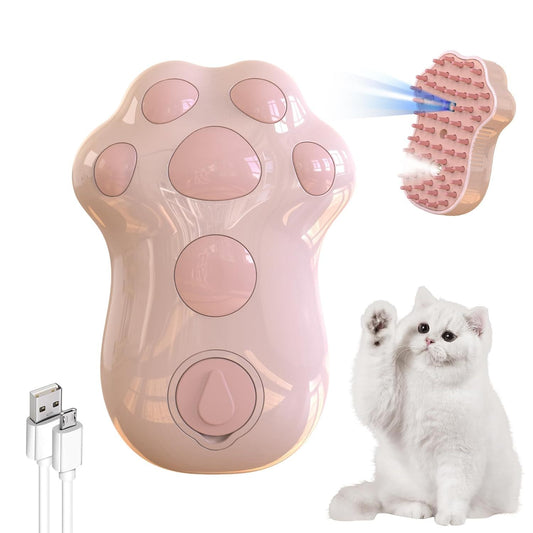 Brosse à Vapeur Autonettoyante pour Chat - 4 en 1 avec Brumisateur, Massage et Lumière Bleue - Pour Poils Longs et Courts - La Tribu Poilue