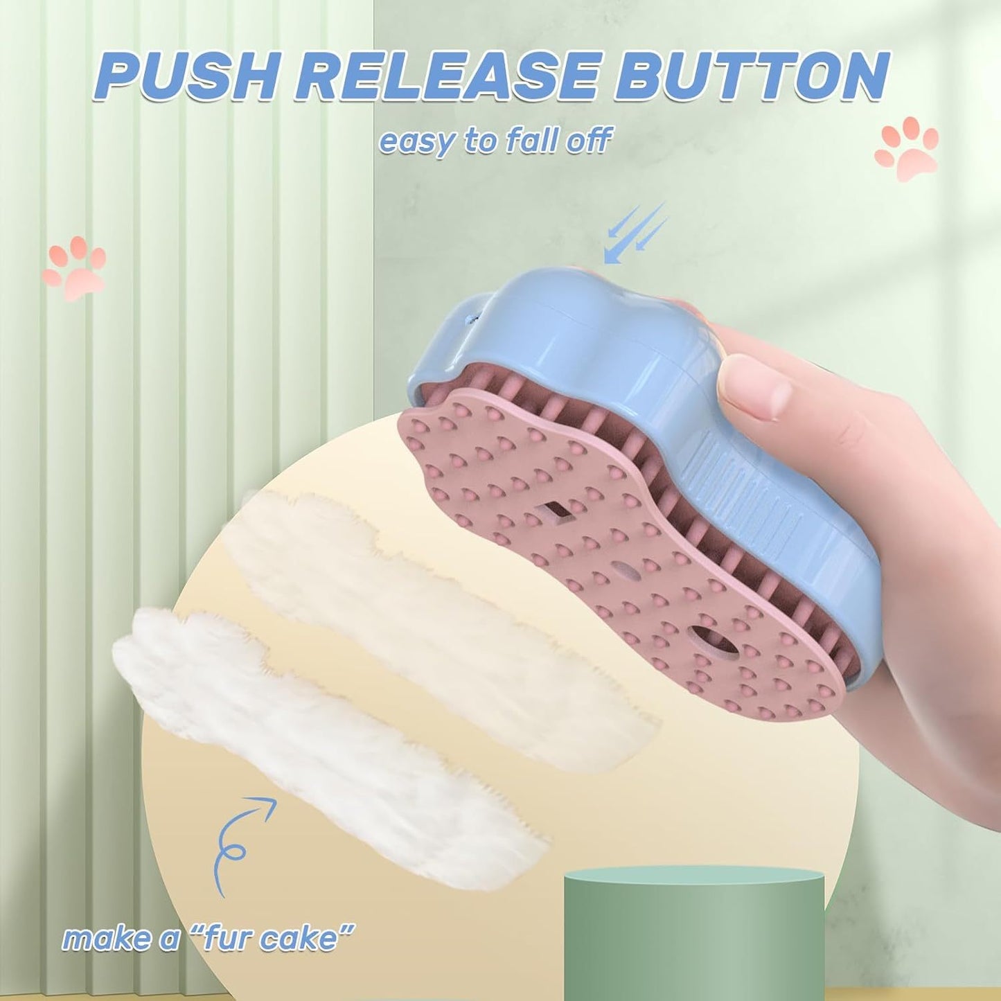 Brosse à Vapeur Autonettoyante pour Chat - 4 en 1 avec Brumisateur, Massage et Lumière Bleue - Pour Poils Longs et Courts - La Tribu Poilue